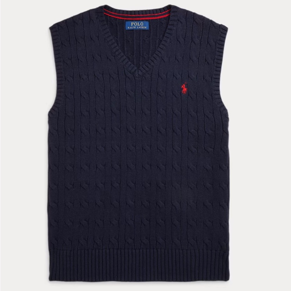 NWT boys Polo by Ralph Lauren Cable-Knit Cotton Sweater Vest XL